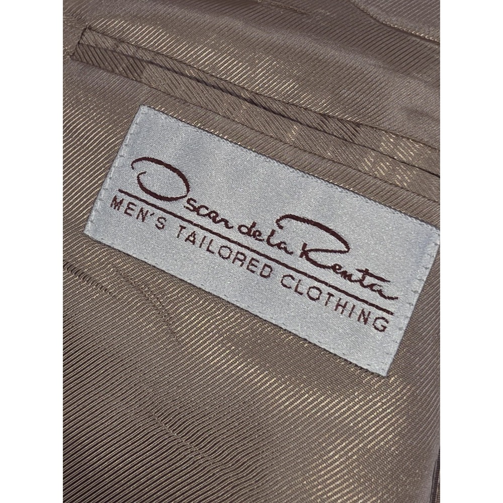 Oscar De La Renta Blazer Jacket Brown Tweed 100% Wool Men's 42L - Picture 7 of 16